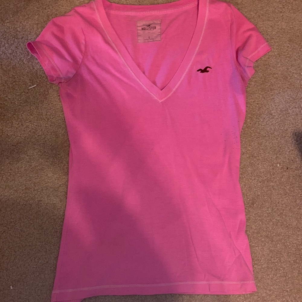Neon pink Hollister v-neck